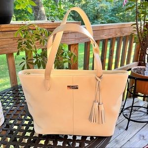NWOT Onna Ehrlich Leather Handbag, 18 x 11.5 x 4.50, Cream, Dust Cover